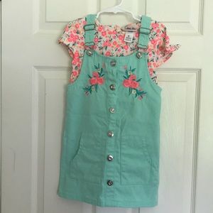 Girls 2 piece overall dress and top